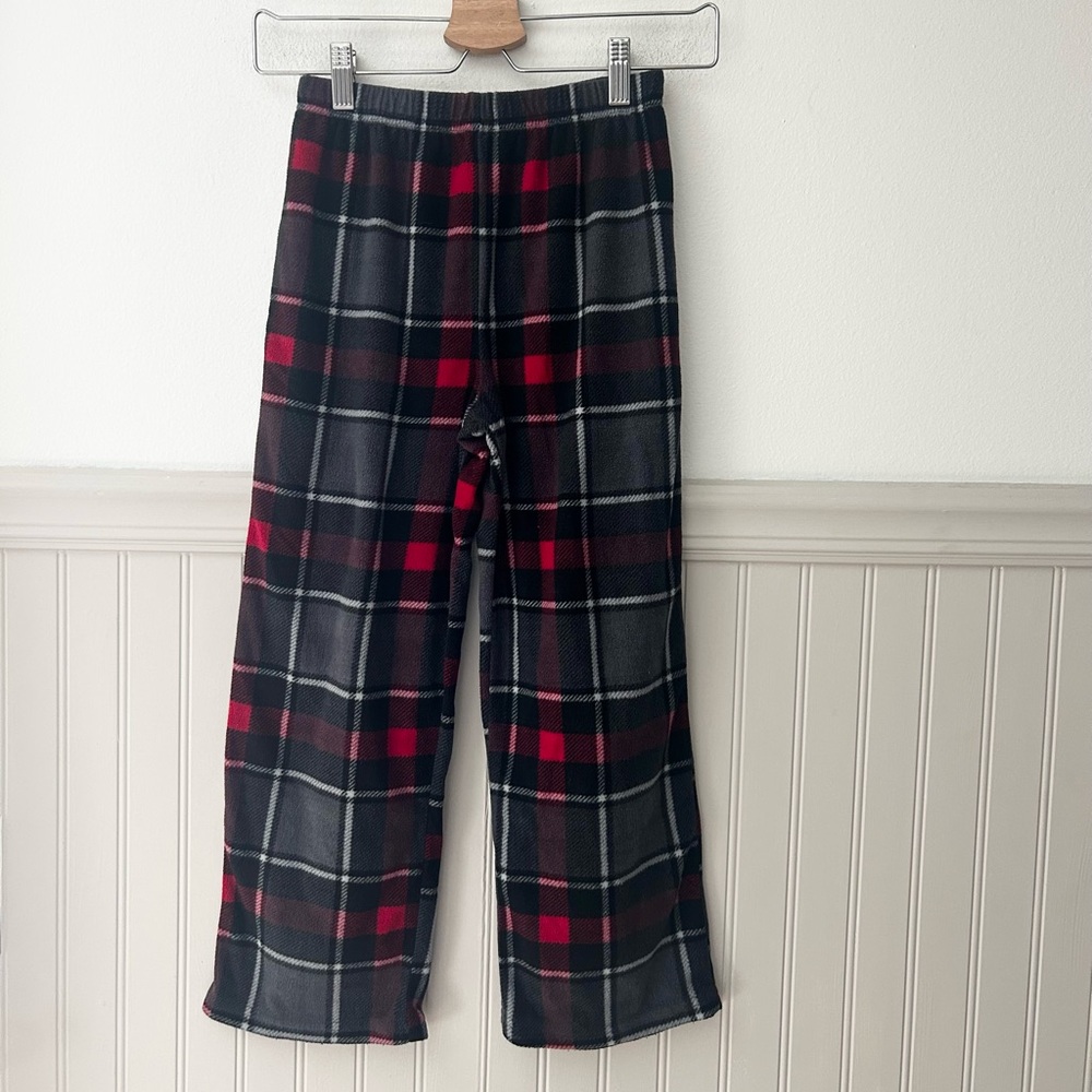 Cuddl Duds Kids Boys Size 8 Plaid Cozy Pajama Bottoms - Red and Black